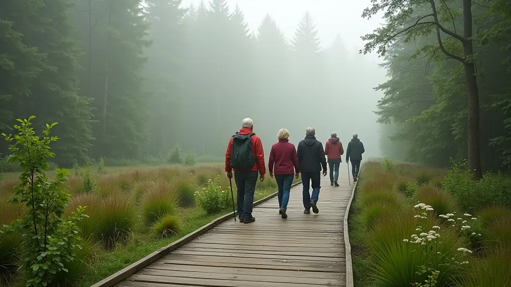 Seniori pārgājienā pa Ķemeru nacionālā parka izpletņu takām